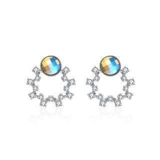 925 Sterling Silver Elegant Garland Earrings With Colorful Austrian Element Crystals Silver - One Size