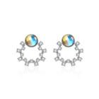925 Sterling Silver Elegant Garland Earrings With Colorful Austrian Element Crystals Silver - One Size