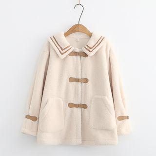 Sailor-collar Fleece Buckled Coat