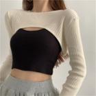 Plain Camisole Top / Cropped Long-sleeve T-shirt