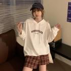 Lettering Hoodie / Plaid Skirt