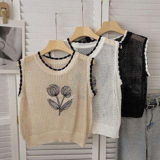 Sleeveless Embroidered Knit Vest