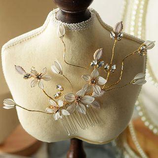 Flower Hair Comb Light Gray - One Size