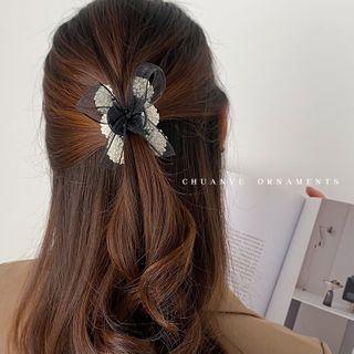 Beaded Mesh Bow Hair Claw 1 Pc - 01 - Black - One Size