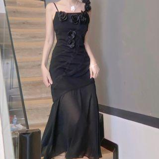 Strappy Midi A-line Dress / Light Jacket / Set