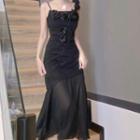 Strappy Midi A-line Dress / Light Jacket / Set