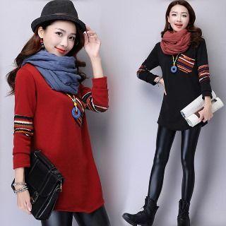 Striped Fleece-lined Pullover