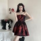 Strapless Tie-dyed Mini A-line Dress