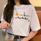 Planet Letter Embroidered Short-sleeve T-shirt