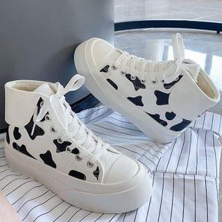 Milk Cow Print High-top Sneakers