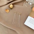 Alloy Bow Faux Pearl Fringed Earring