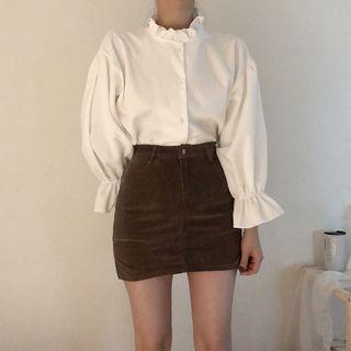 Frill Collar Blouse White - One Size