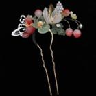 Vintage Alloy Hair Stick A31 - 1 Pc - Red & Green & Gold - One Size
