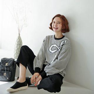 Sequin Ribbon Stripe Sweatshirt