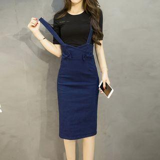 Midi Straight-fit Denim Jumper Skirt