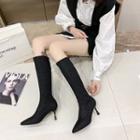 Pointed High-heel Knit Tall Boots