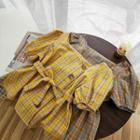 Square-neck Short-sleeve Tie-waist Blouse