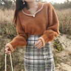 Contrast Trim Furry Trim Sweater