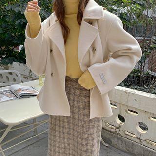Double-breasted Slit-side Wool Blend Jacket