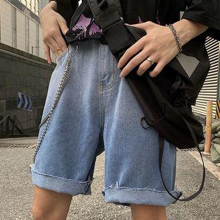 Gradient Denim Shorts / Chain