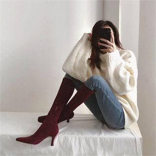 Faux-suede Skinny Long Boots