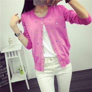 Long-sleeve Crew-neck Embroidery Cardigan