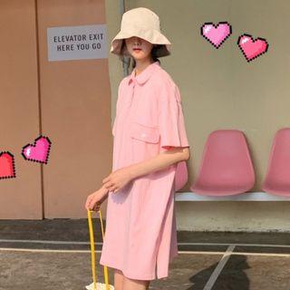 Short-sleeve Heart Embroidered Polo Dress