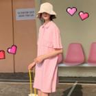 Short-sleeve Heart Embroidered Polo Dress