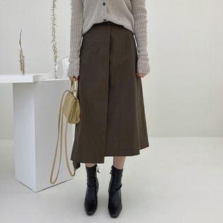Asymmetric Long Wrap Skirt
