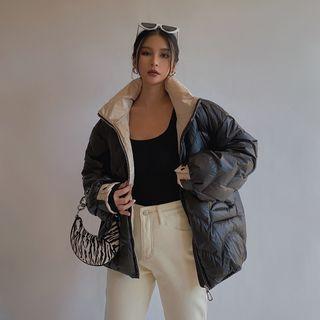 Mock-neck Color-block Zip Jacket