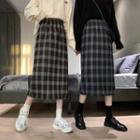 Plaid Cropped Straight-fit Skirt