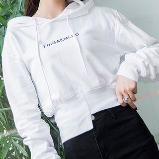 Lettering Irregular Hem Hoodie