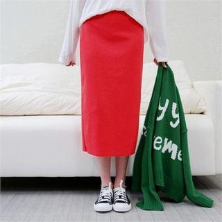 Rib-knit Midi Skirt