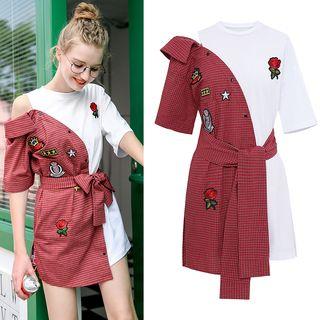 Mock Two-piece Applique Dress