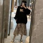 Zebra Print Sweatshirt / Zebra Print Midi Mermaid Skirt / Set