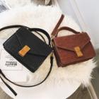 Croc Grain Faux Leather Satchel Bag