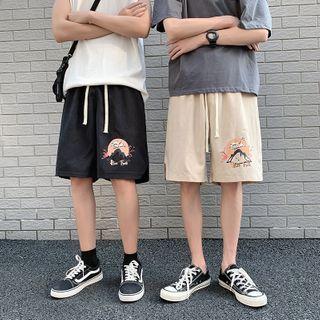 High-waist Printed Split Shorts