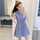 Drawstring Short-sleeve Shirt Dress