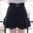 Inset Shorts Ruffle-layered Miniskirt With Belt
