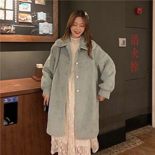 Single-breasted Coat / Lace Long-sleeve A-line Dress