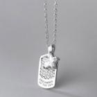 Tag & Star Pendant Rhinestone Sterling Silver Necklace Silver - One Size