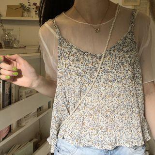 Short-sleeve Transparent Top / Floral Sleeveless Top As Shown In Figure - One Size