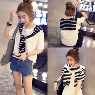 Short-sleeve Sailor Collar Panel Top