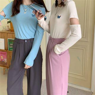 Short-sleeve T-shirt / Wide Leg Dress Pants