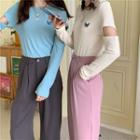 Short-sleeve T-shirt / Wide Leg Dress Pants