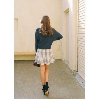 Inset-shorts Ruffle-hem Plaid Miniskirt