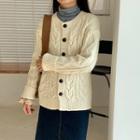 Long-sleeve Loose-fit Knit Cardigan Off-white - One Size