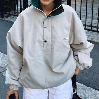 Stand Collar Henley Pullover Jacket