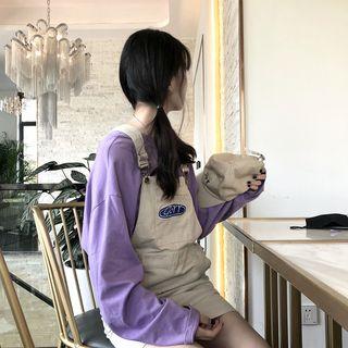 Long-sleeve T-shirt / Embroidered Pinafore Dress