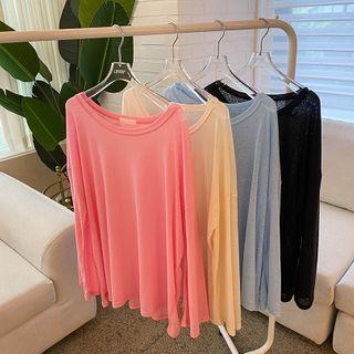 Sheer Oversized Linen Blend T-shirt